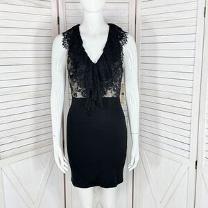 Alice + Olivia Odette Lace Top Halter Mini Sheath Dress Black Size 2 Coquette